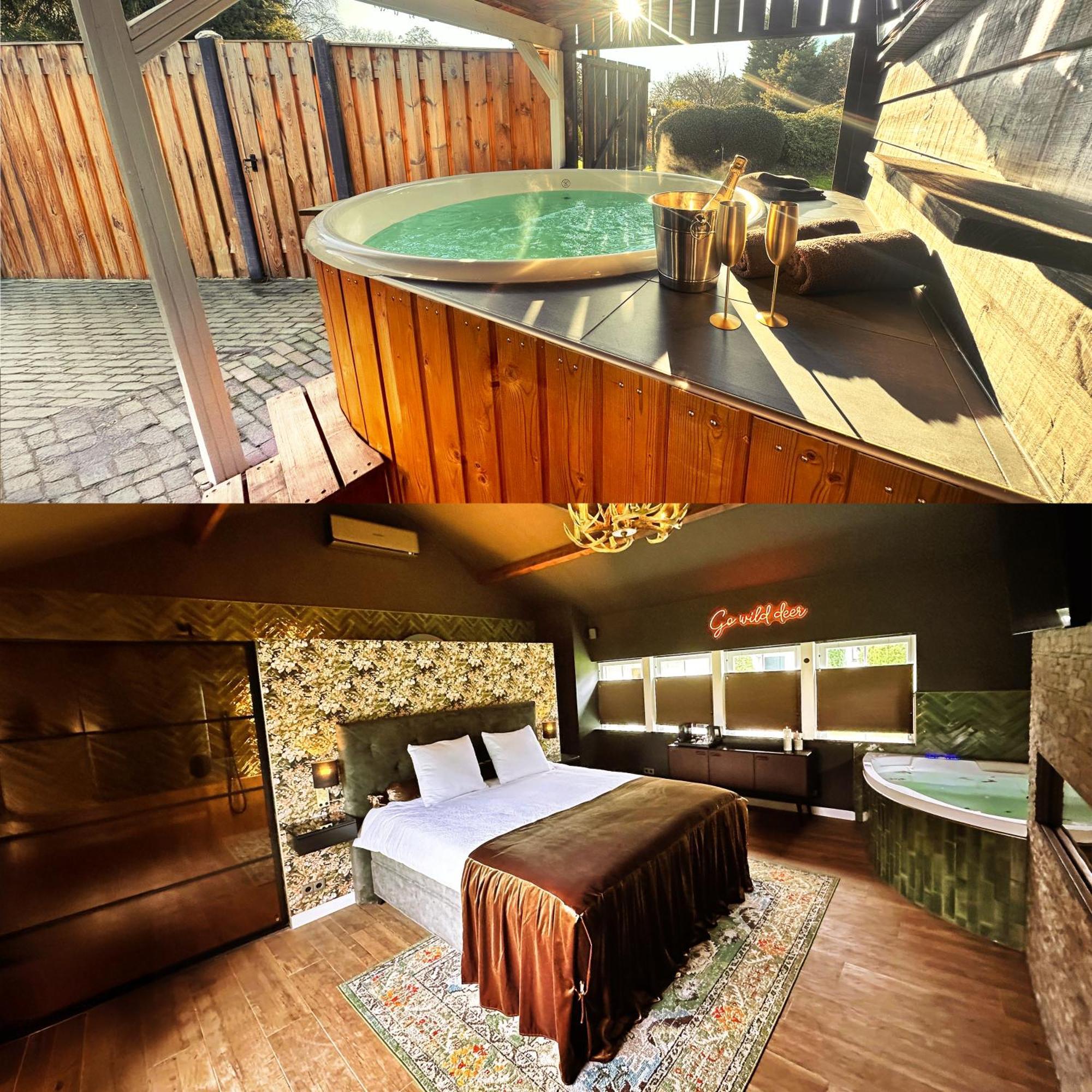 Wellness Tuin - Ultieme Partner Beleving - St Hubertus Suite Met Jacuzzi ,Openhaard, Prive Hottub En Prive Sauna In Jachthut Stijl Horst Exteriör bild